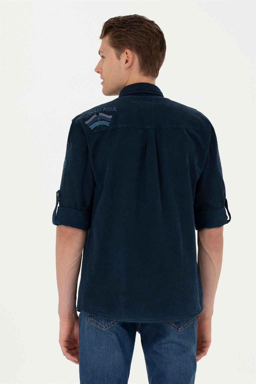 Мужская темно-синяя рубашка с длинным рукавом - U.s. polo assn фото 12