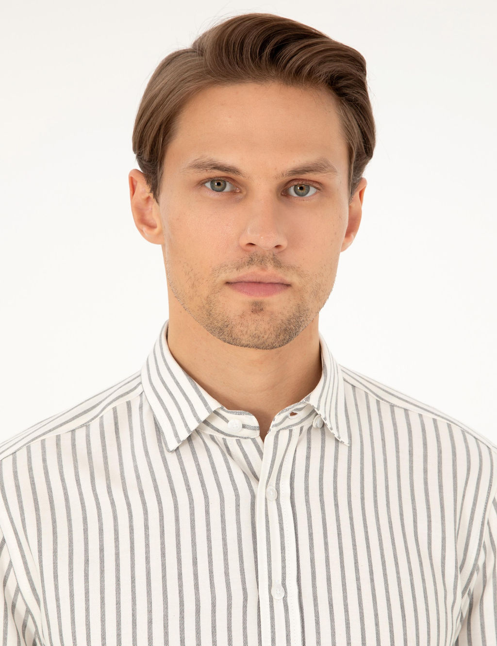 Рубашка Pierre Cardin Slim Fit темно-синяя в полоску с длинными рукавами