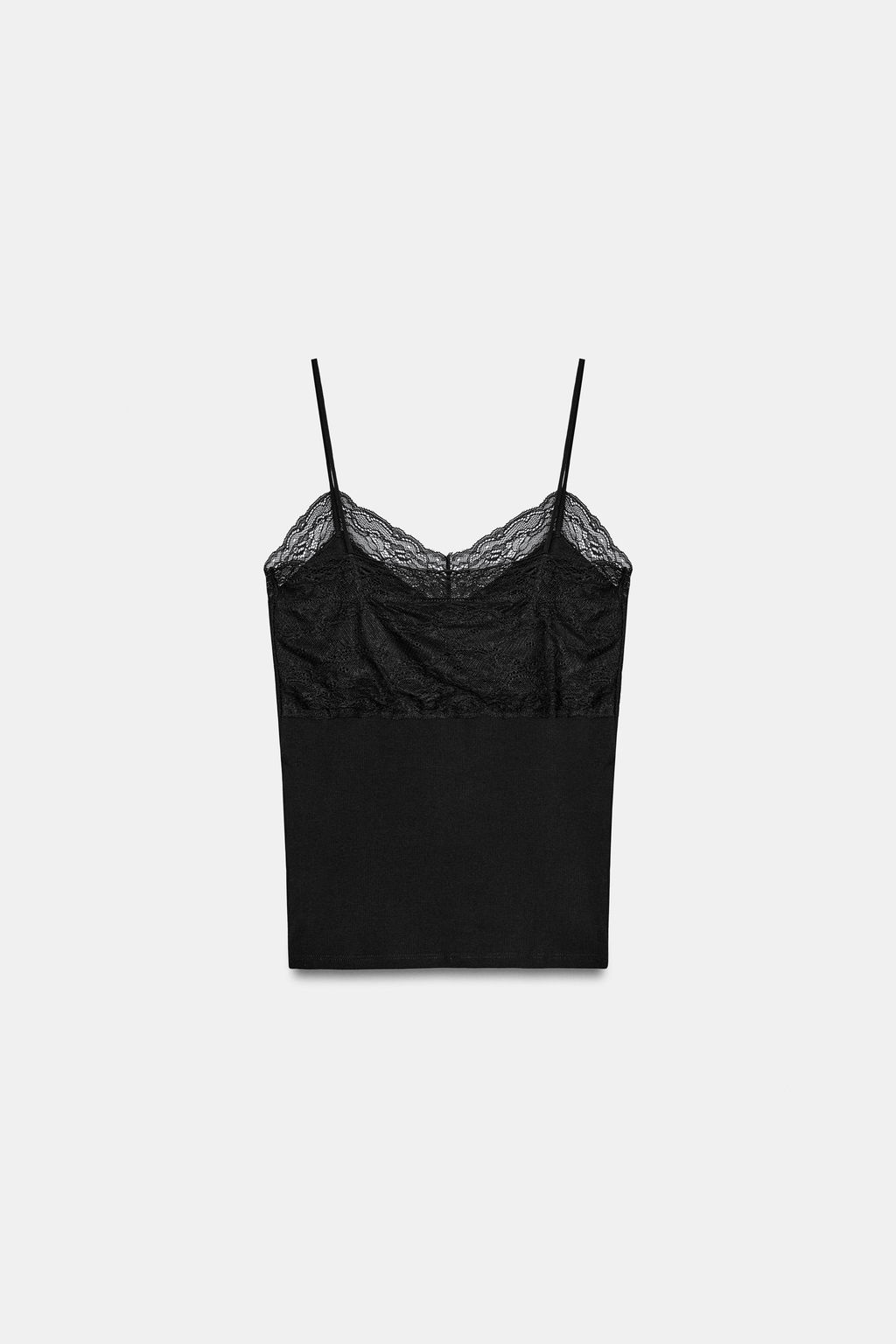 TOP RIB ENCAJE / Negro