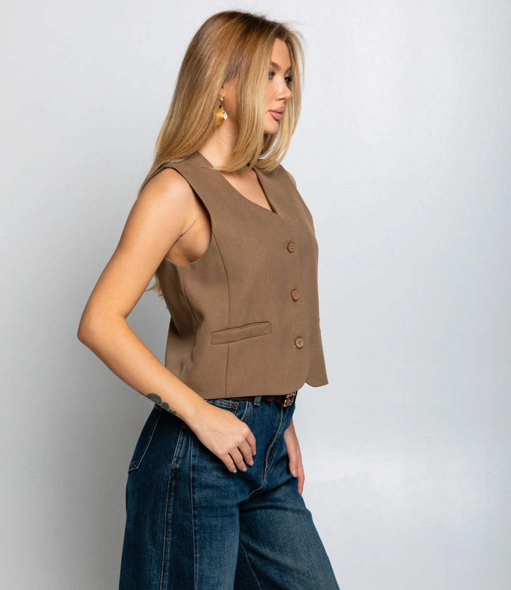 Жилет #КТ6001 (6), тёмно-бежевый - Dommod фото 2
