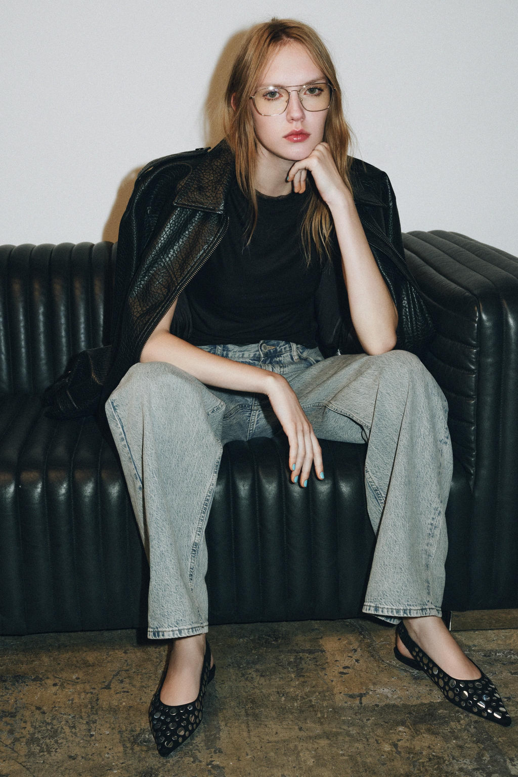 STUDDED SLINGBACK BALLET FLATS