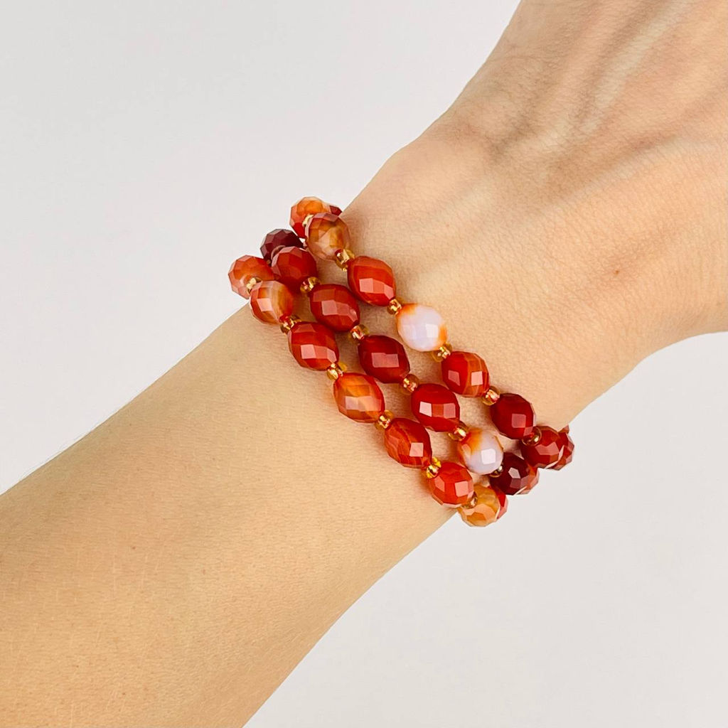 Бусины для украшений из Сардоникса (38 бусин) 37 см