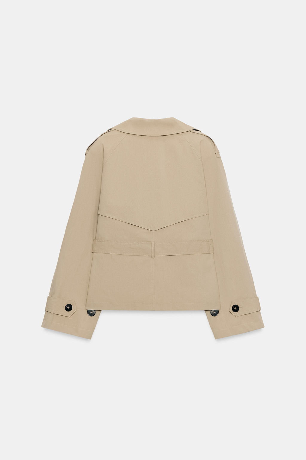 TRENCH CORTA HOMBRERAS CINTUR?N / Camel claro