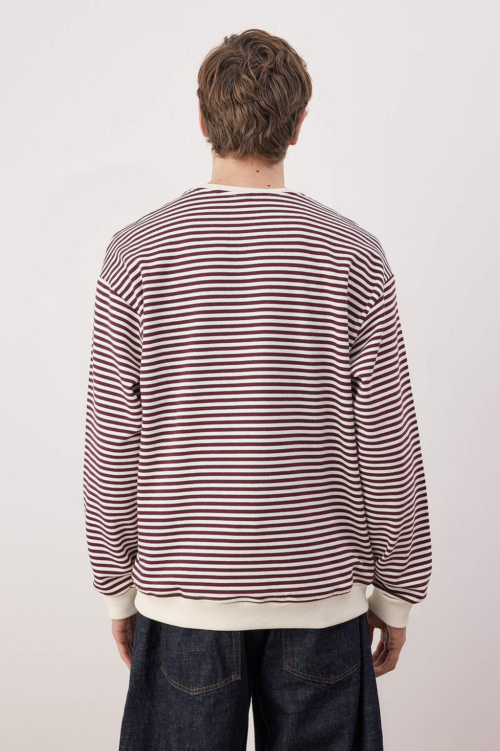 TRENDYOL MAN Siyah Oversize/Genis Kesim Cizgili Ici Polar/S?cak Tutan Sweatshirt TMNAW24SW00065 - Trendyolmilla фото 33