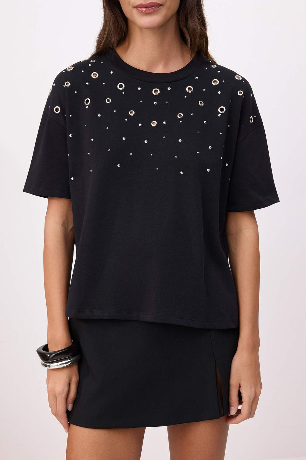 Beyaz Oversize/Genis Kal?p K?sa Kollu Aksesuar Detayl? Uzun %100 Pamuk Orme T-shirt TWOSS26TS00238 - Trendyolmilla фото 7