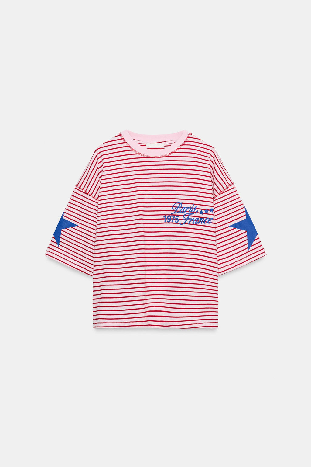 CAMISETA OVERSIZE RAYAS TEXTO / Rosa - Zara фото 6