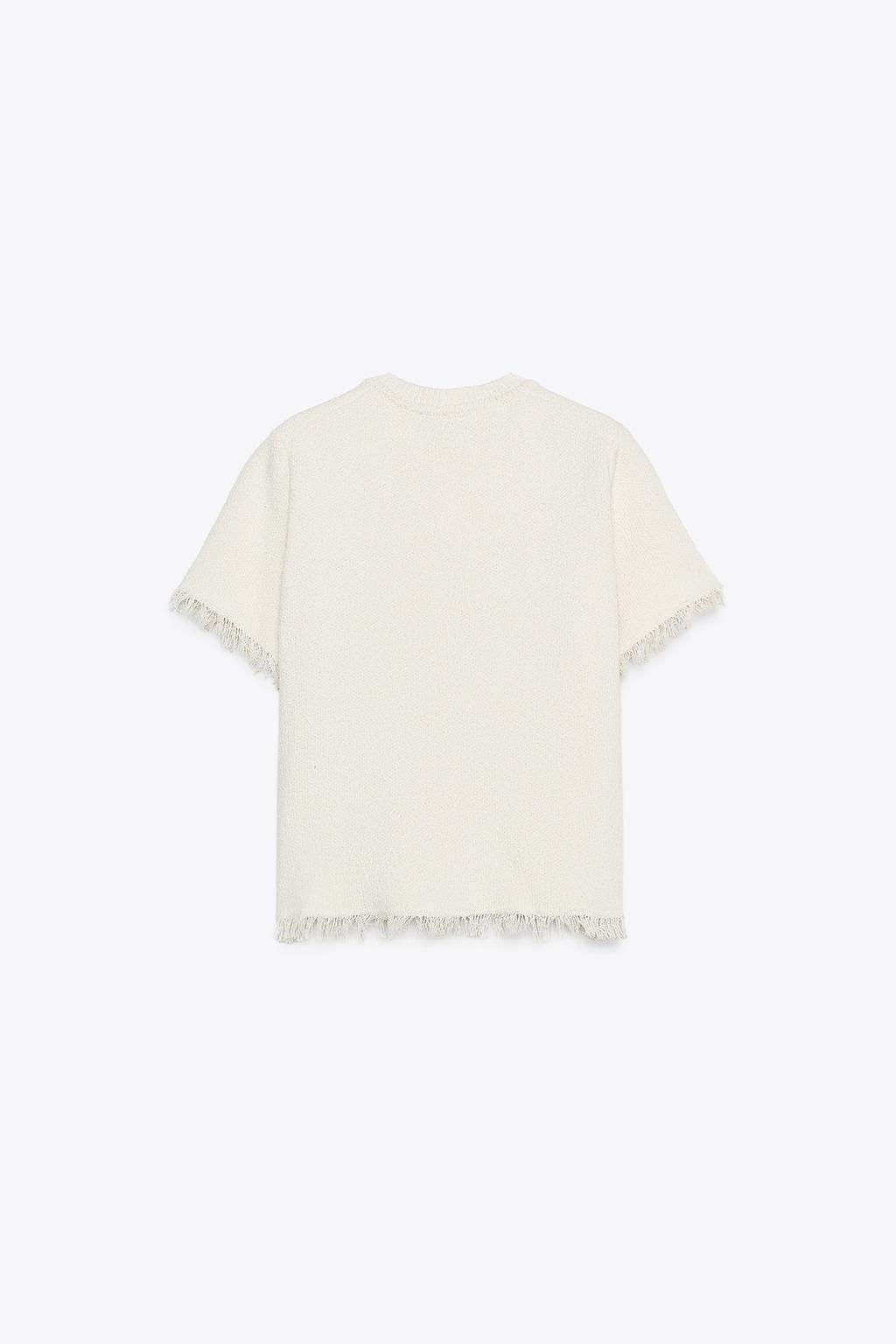 KNIT JACKET WITH TIES AND FRAYED TRIMS - Zara фото 4