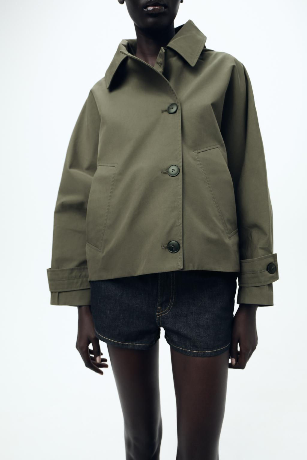 ZW COLLECTION SHORT HOODED TRENCH COAT - Zara фото 4