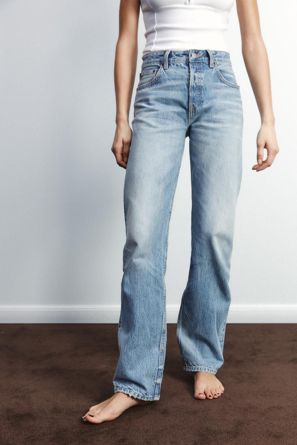 TRF STRAIGHT-LEG MID-RISE JEANS - Zara фото 14