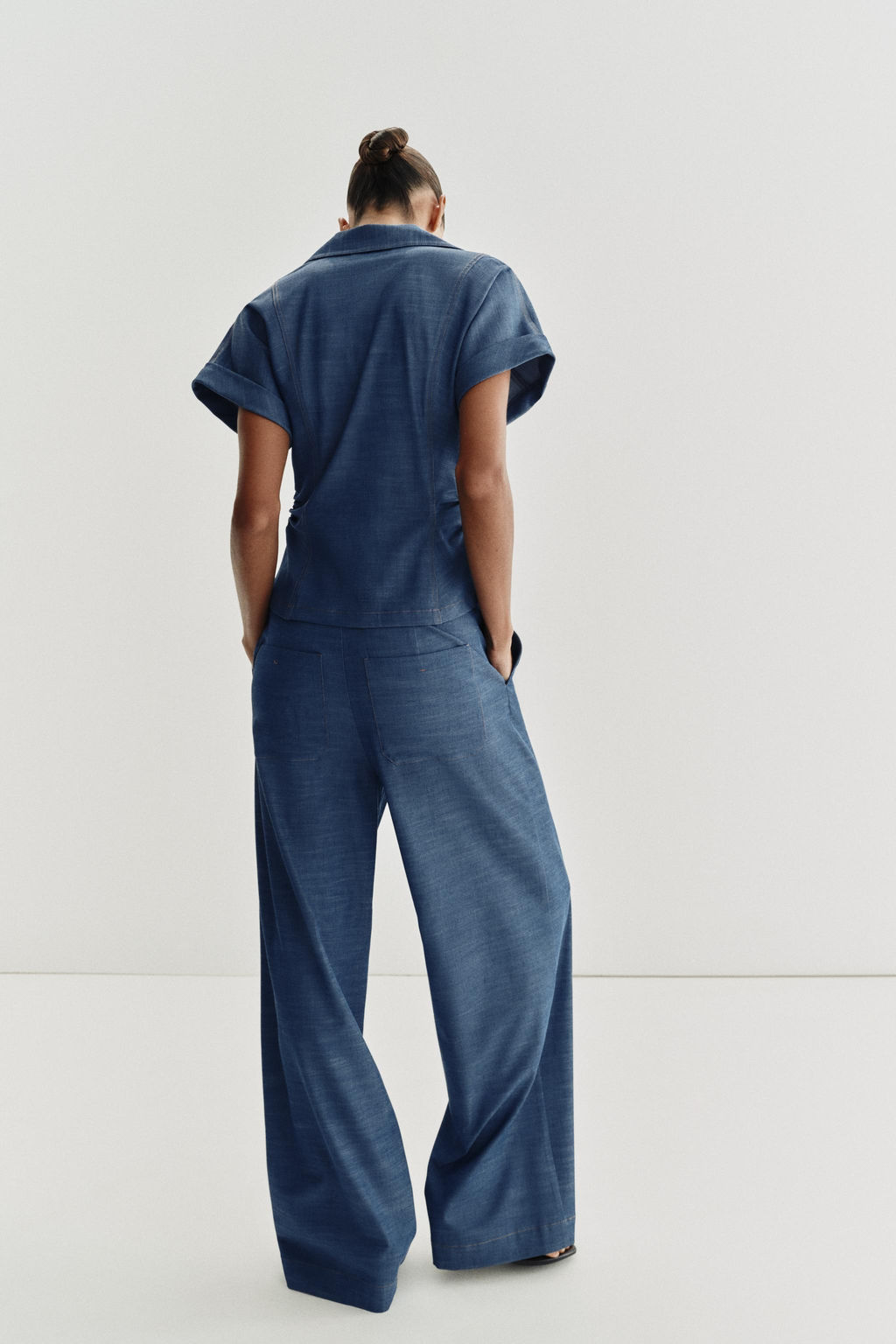 CAMISA ENTALLADA DRAPEADA / Azul - Zara фото 5