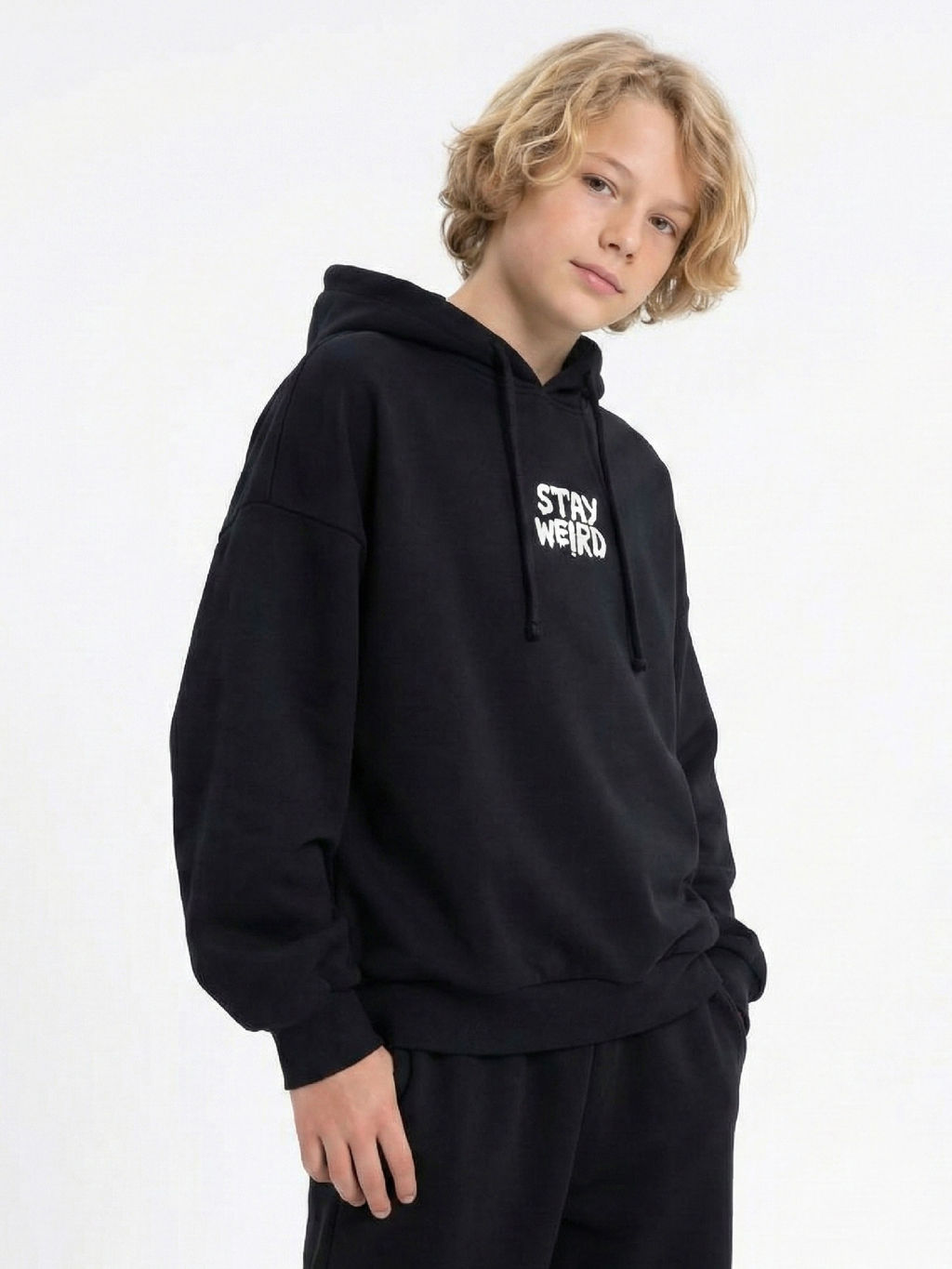 Толстовка худи с принтом 22-5264 черный - Mini maxi фото 4