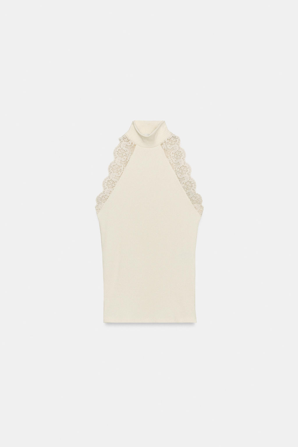 RIBBED LACE T-SHIRT - Zara фото 6