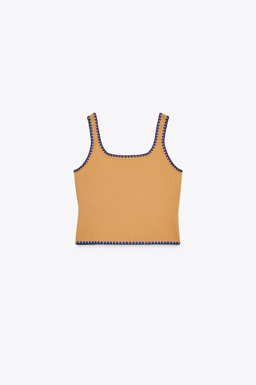KNIT TOP WITH CONTRAST EMBROIDERY - Zara фото 4