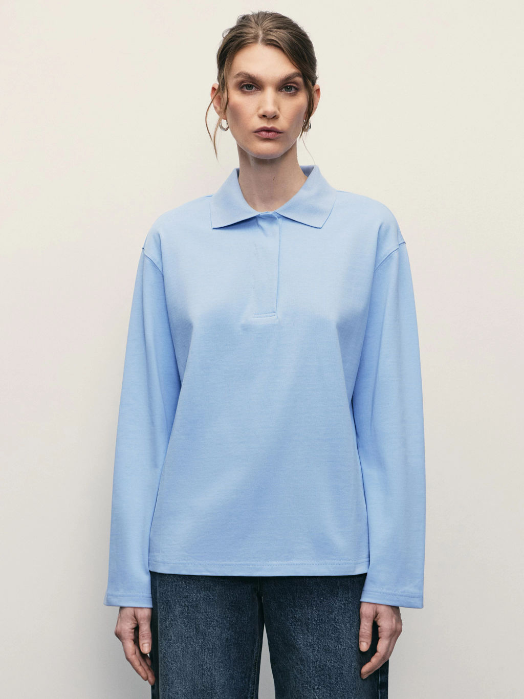 Лонгслив оверсайз с отложным воротником / Zarina  фото 3