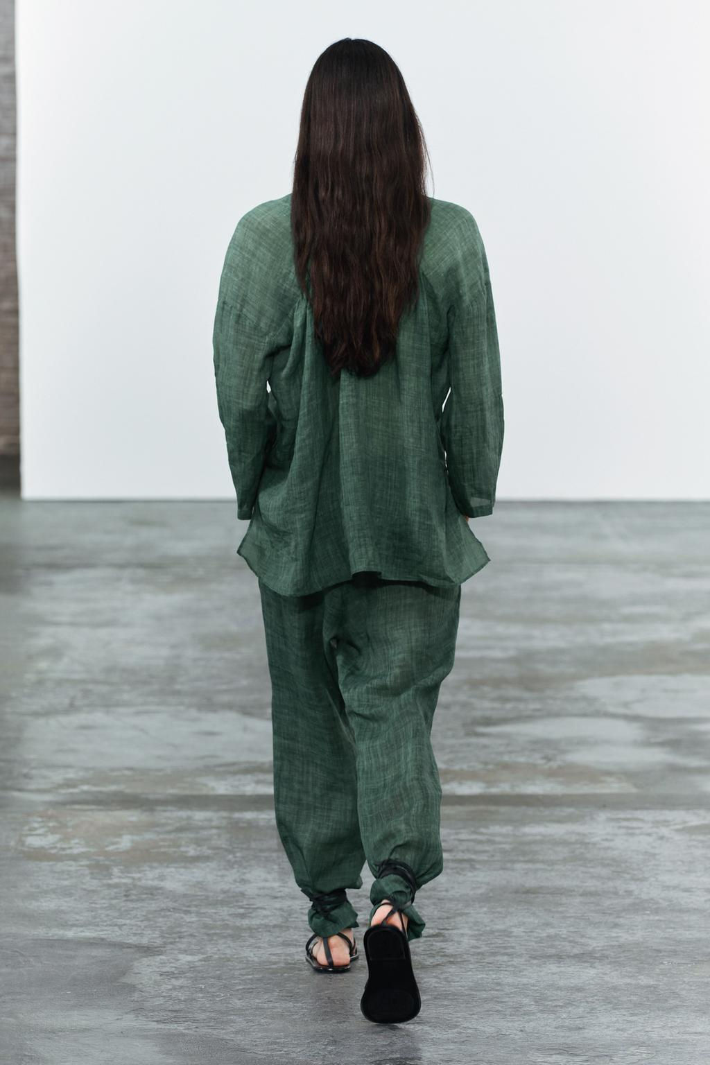 ZW COLLECTION 100% RAMIE PYJAMA-STYLE TROUSERS - Zara фото 4