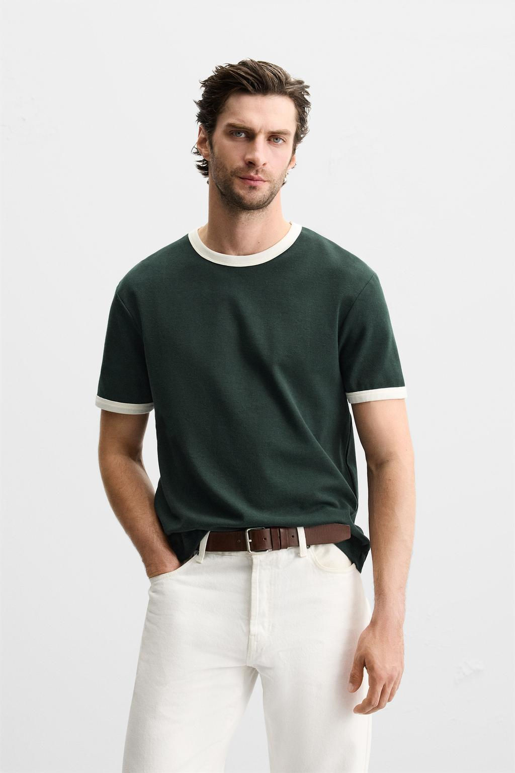BASIC CONTRAST RIB T-SHIRT - Zara фото 18