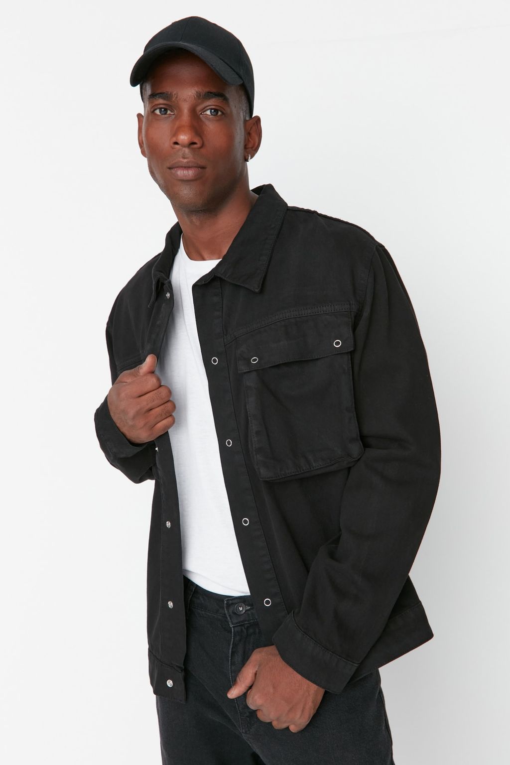 TRENDYOL MAN Siyah Regular Fit Erkek Buyuk Cepli Kot Ceket TMNAW20CE0234 - Trendyolmilla фото 2