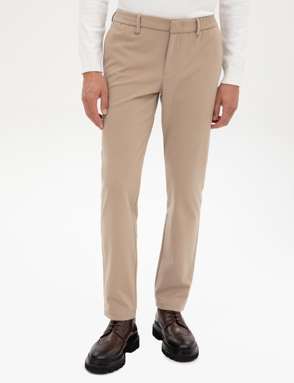 Bej Slim Fit Flanel Dokulu Kuma_ Pantolon - Pierre cardin фото 8