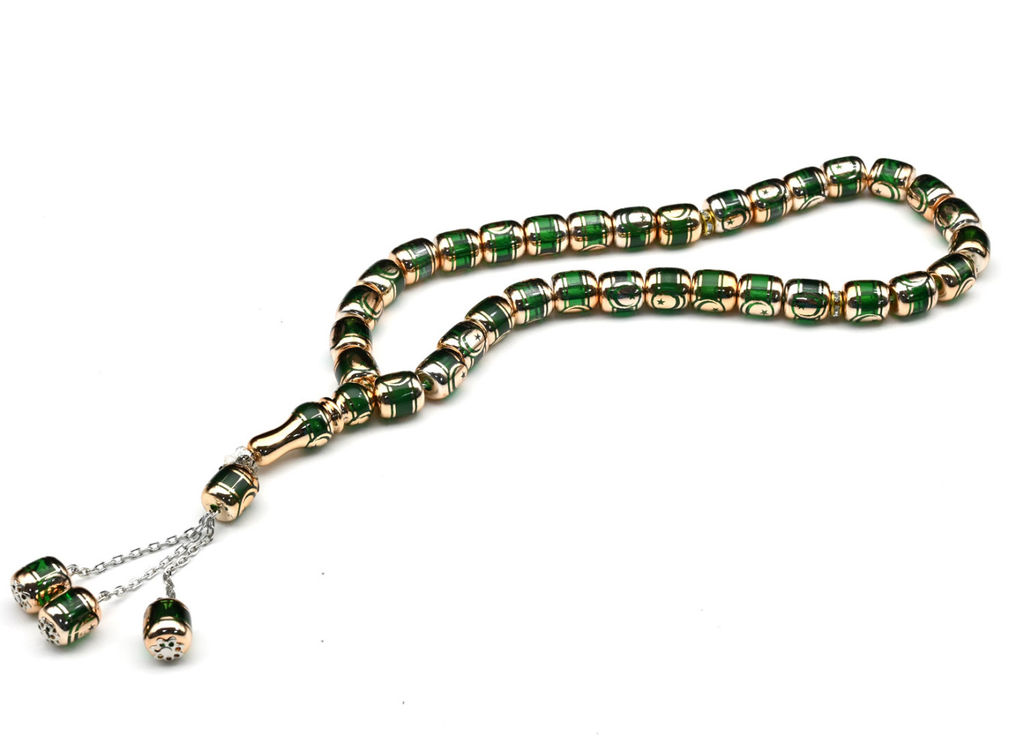 Четки бочонок 11*12мм цв.зеленый, 33 бусины, 41см