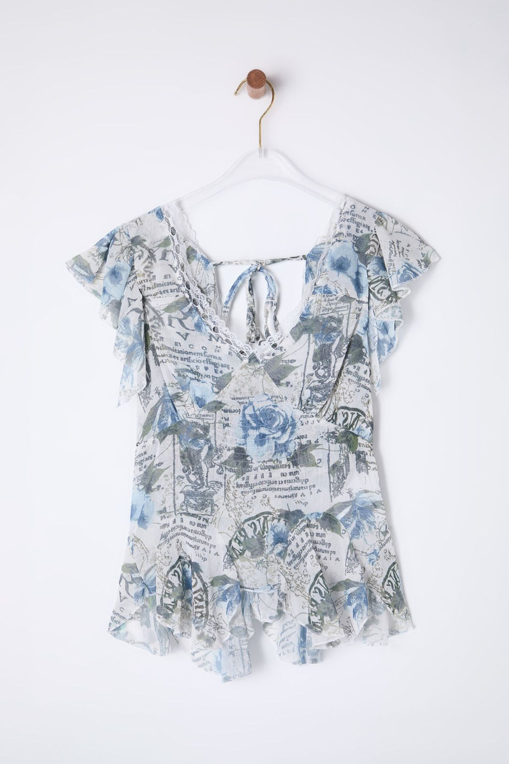 Trendyolmilla Cok Renkli Yoryo Sifon Cicekli Dokuma Dokuma Bluz TWOSS25BZ00107  фото 6