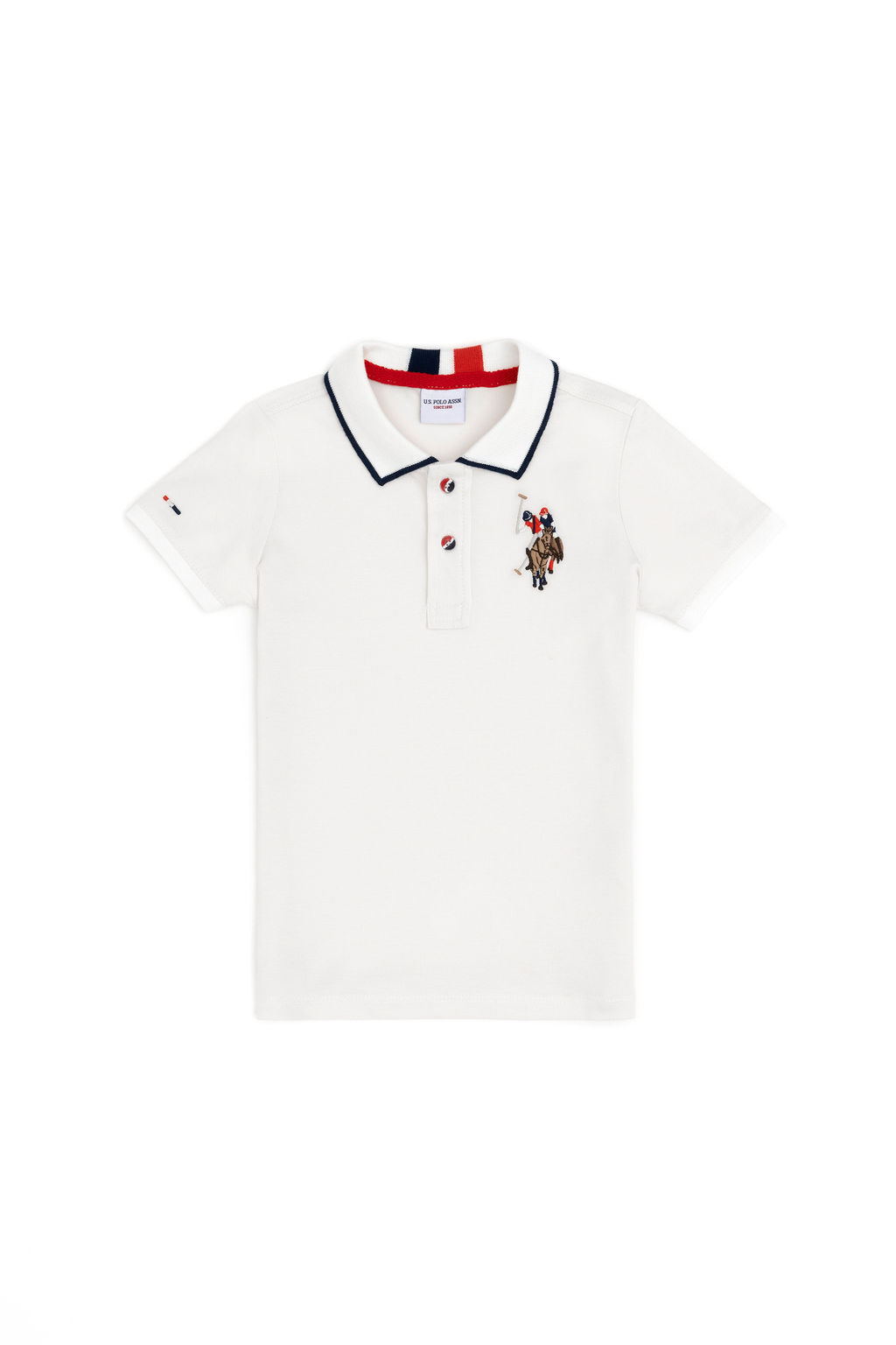 Футболка-поло U.S. Polo Assn базовая для мальчиков цвета экрю из хлопка  фото 6