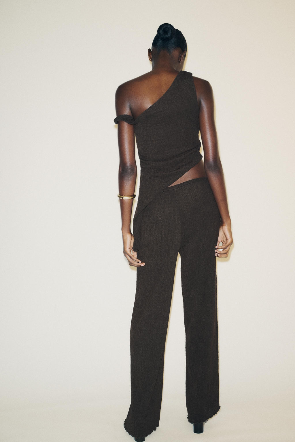 TEXTURED WIDE-LEG TROUSERS - Zara фото 5