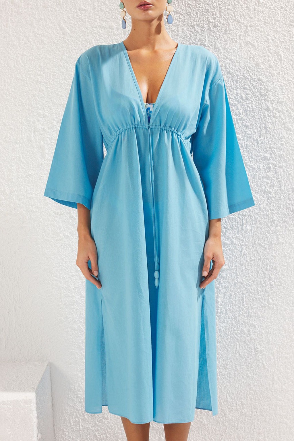 TRENDYOLMILLA Zebra Desenli Maxi Dokuma Buzgu Detayl? %100 Pamuklu Plaj Elbisesi TBESS25EL00017  фото 18