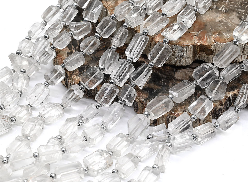 Бусины из горного хрусталя кристаллы 8*12мм, 25см, 19 бусин Радуга камня
