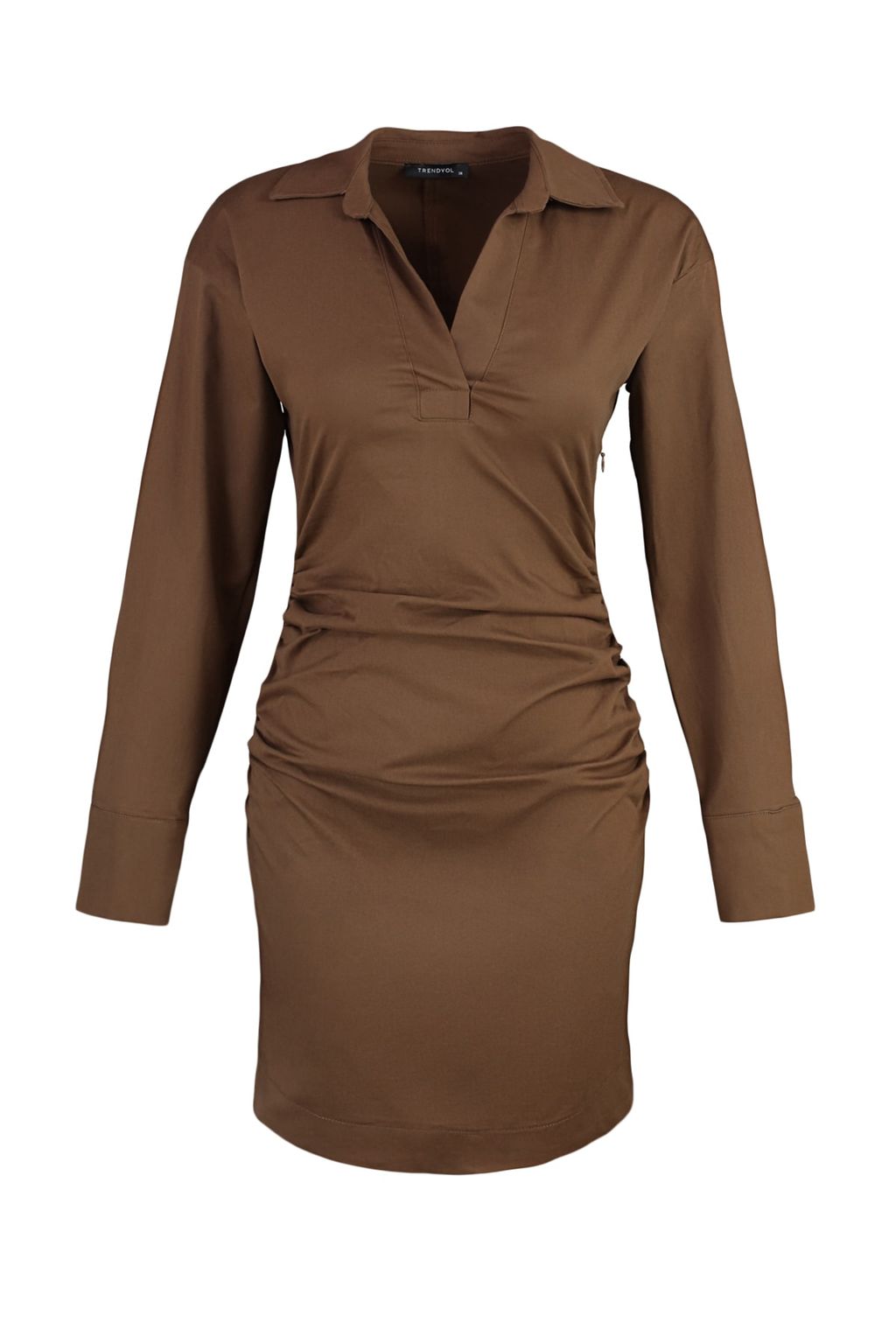 TRENDYOLMILLA Limited Edition Siyah Vucuda Oturan Drape Detayl? Mini Gabardin Dokuma Elbise TWOAW21EL1388  фото 14