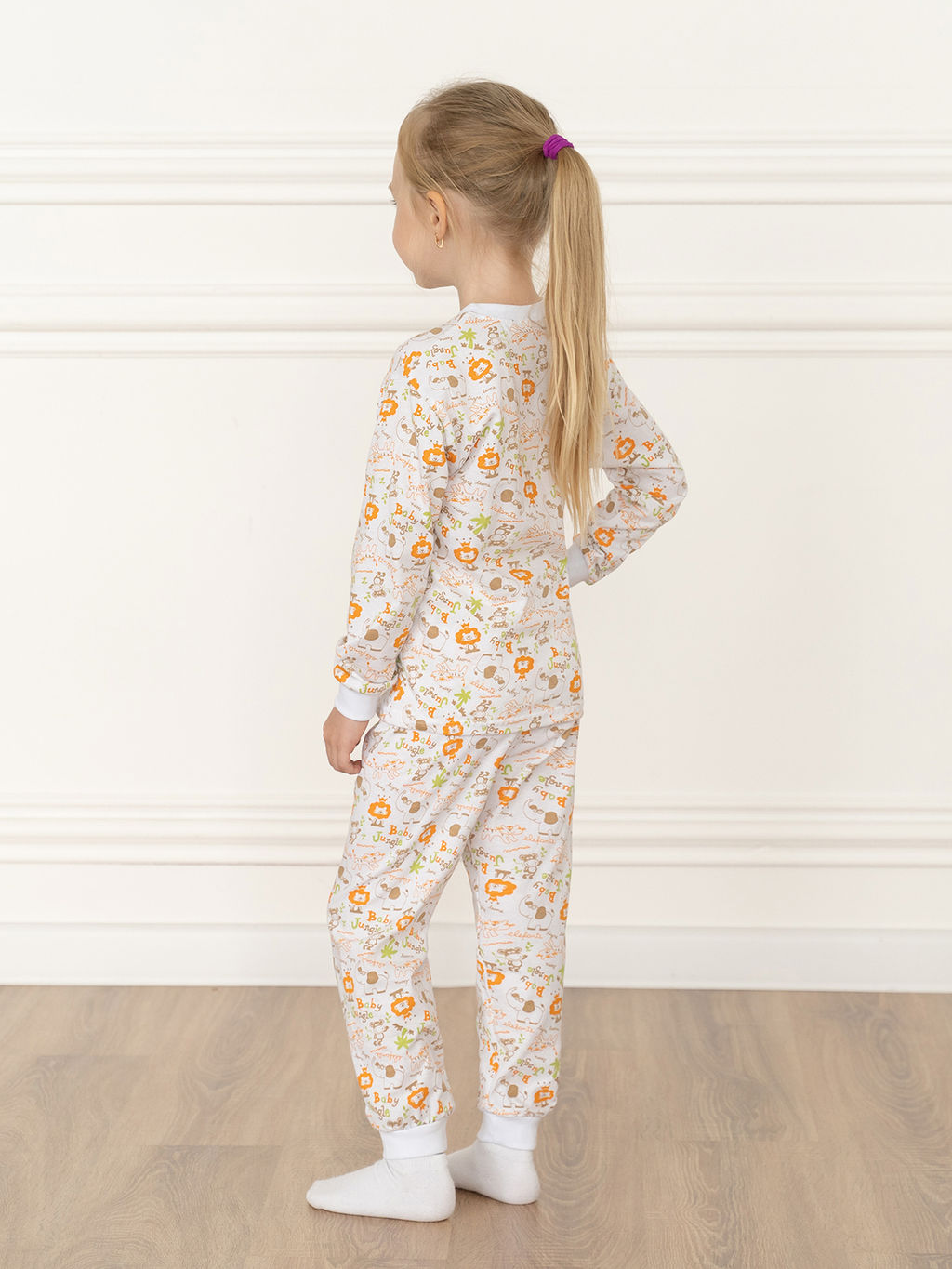 Пижама детская молочная с принтом джунгли