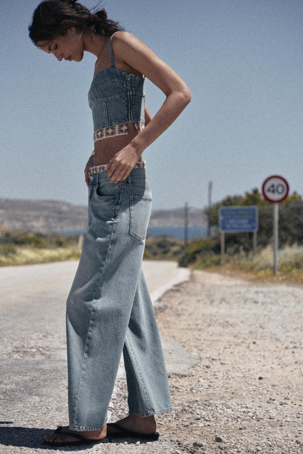 JEANS Z1975 LOOSE FIT TIRO MEDIO COMBINADO CROCHET / Azul medio - Zara фото 3