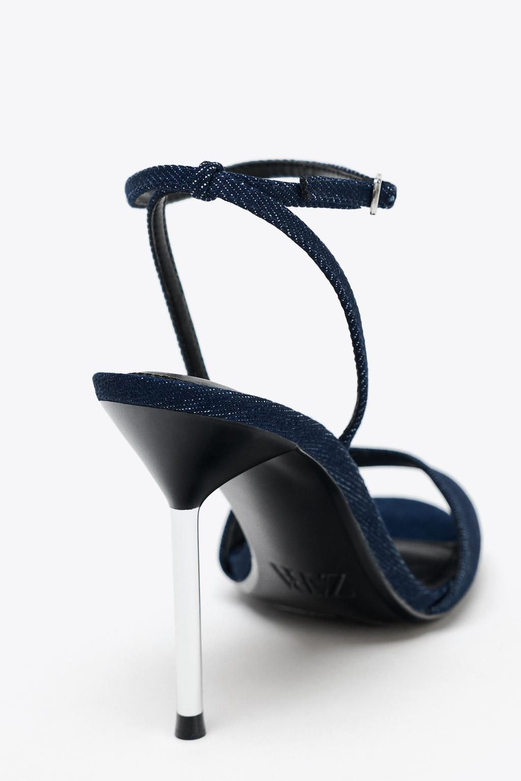 HIGH-HEELED DENIM SANDALS - Zara фото 10
