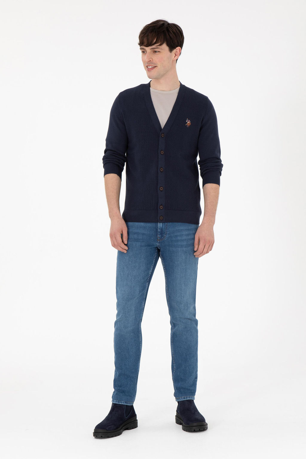 Мужской темно-синий базовый трикотажный кардиган Неожиданная скидка в корзине - U.s. polo assn фото 4