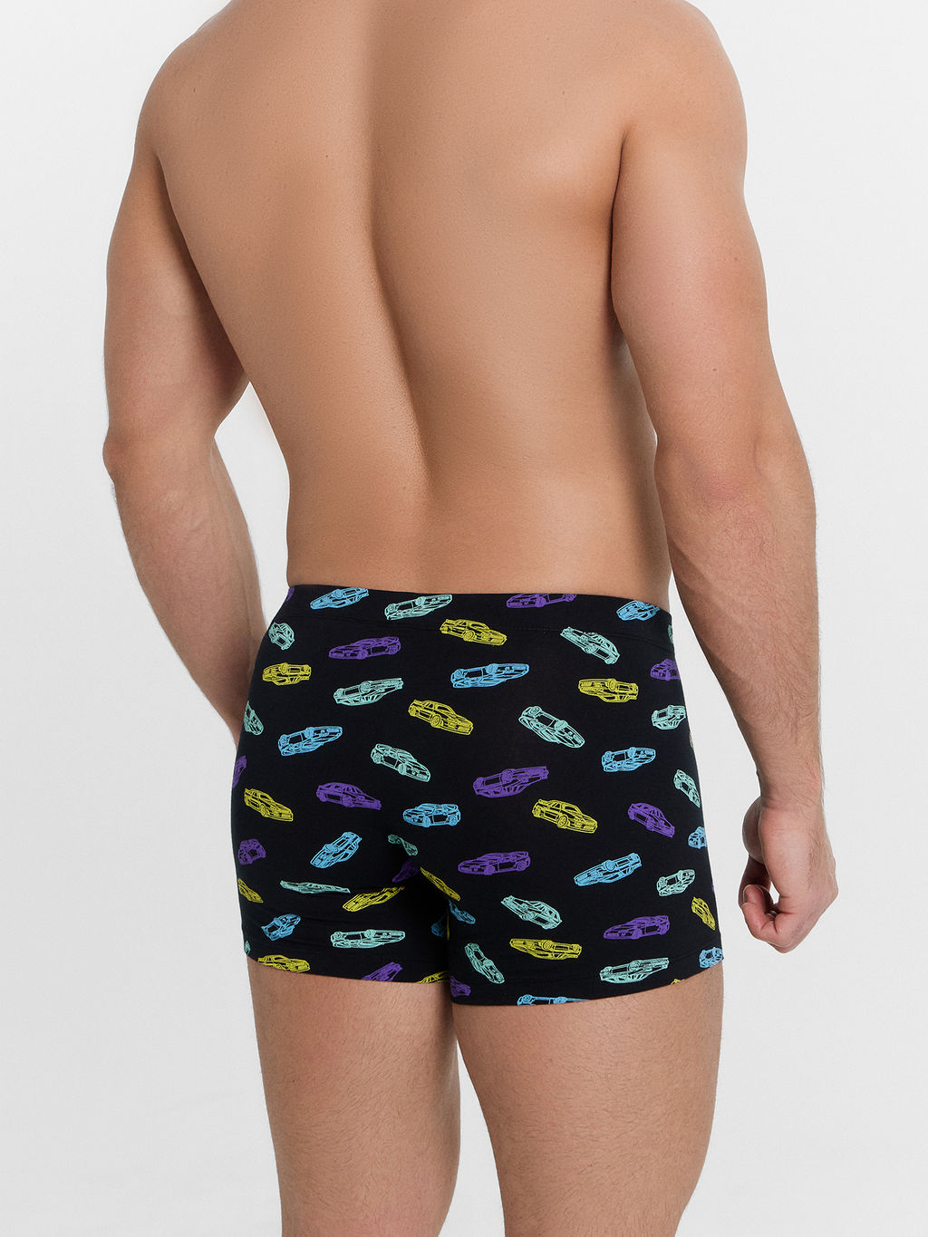 Цена за 2 штуки! Трусы мужские боксеры черные с принтом в виде машинок машинки на черном 411220 - Mark formelle фото 4