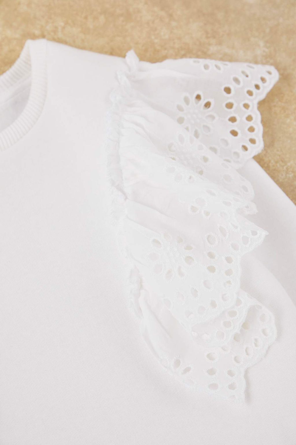 Ekru Pamuklu Duz/Basic Kal?n/Ici Polarl? Regular Orme K?z Cocuk Sweatshirt TKDAW26SW00034 - Trendyolmilla фото 4