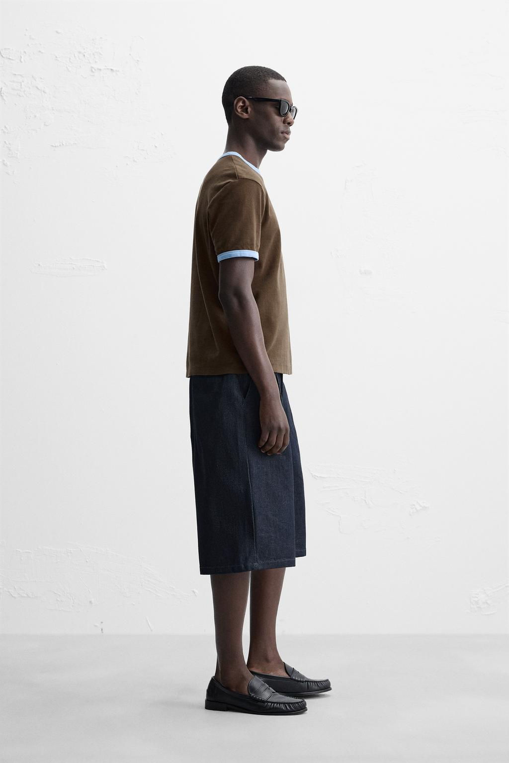 BASIC CONTRAST RIB T-SHIRT - Zara фото 6