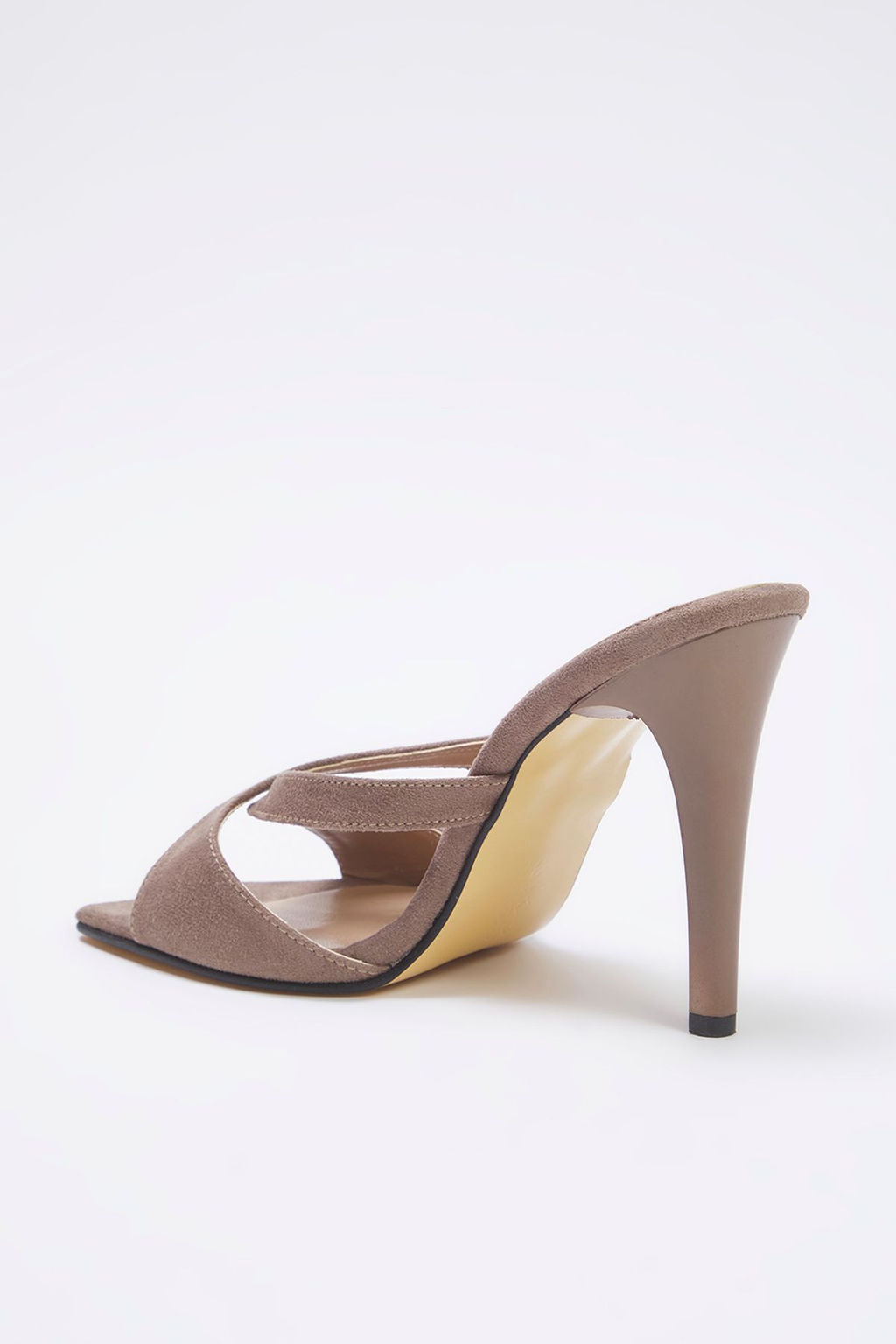 Trendyol Shoes Vizon Suet Capraz Bantl? Kare Burun Kad?n Ince Topuklu Terlik TAKSS25TO00057 - Trendyolmilla фото 7