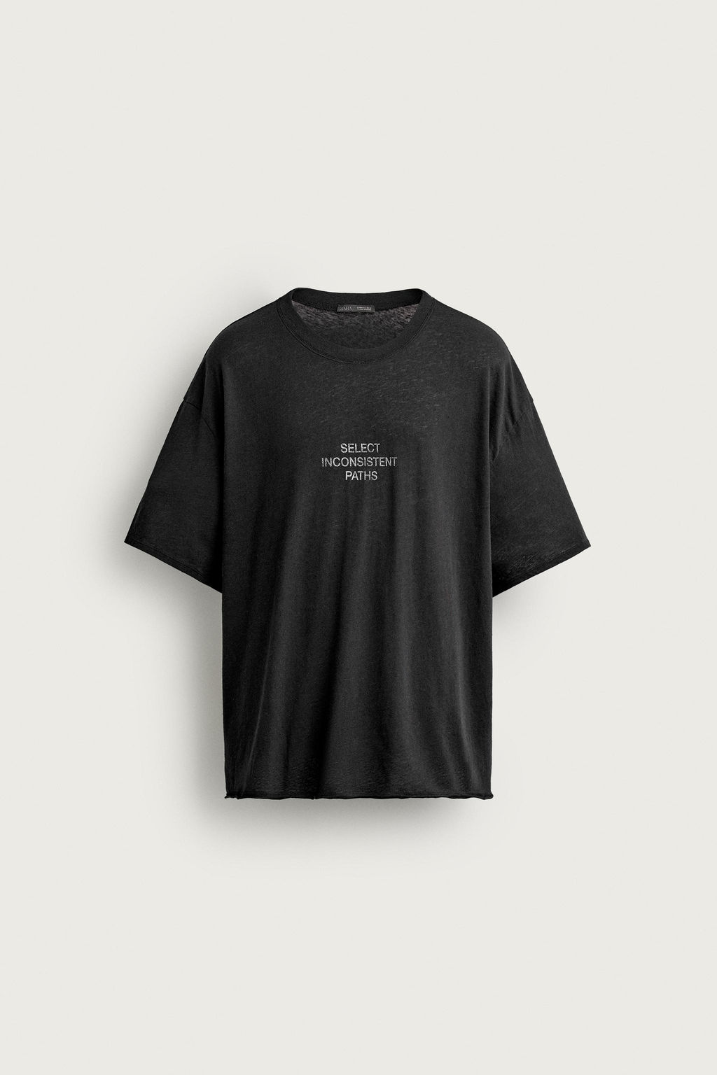 CAMISETA LAVADA RELAXED FIT TEXTOS / Negro - Zara фото 5
