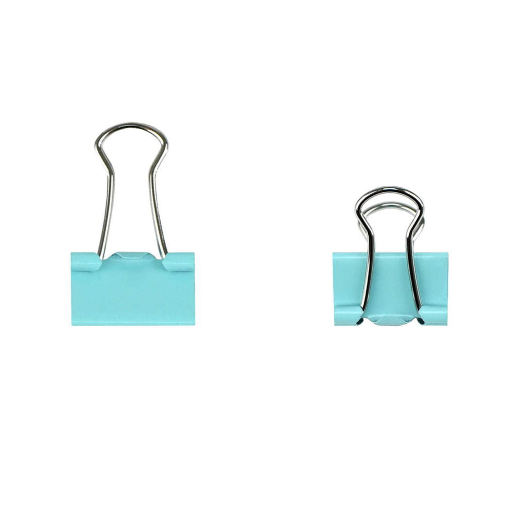 Зажимы канцелярские, арт. 71499 / 24 ПИОНЫ (25 шт. в наборе, размер: 15х25 мм, материал: металл; цвет: мятный; индивидуальная упаковка: ПВХ-блистер на подложке из мелованного картона с европодвесом + ПЭТ-пакет)