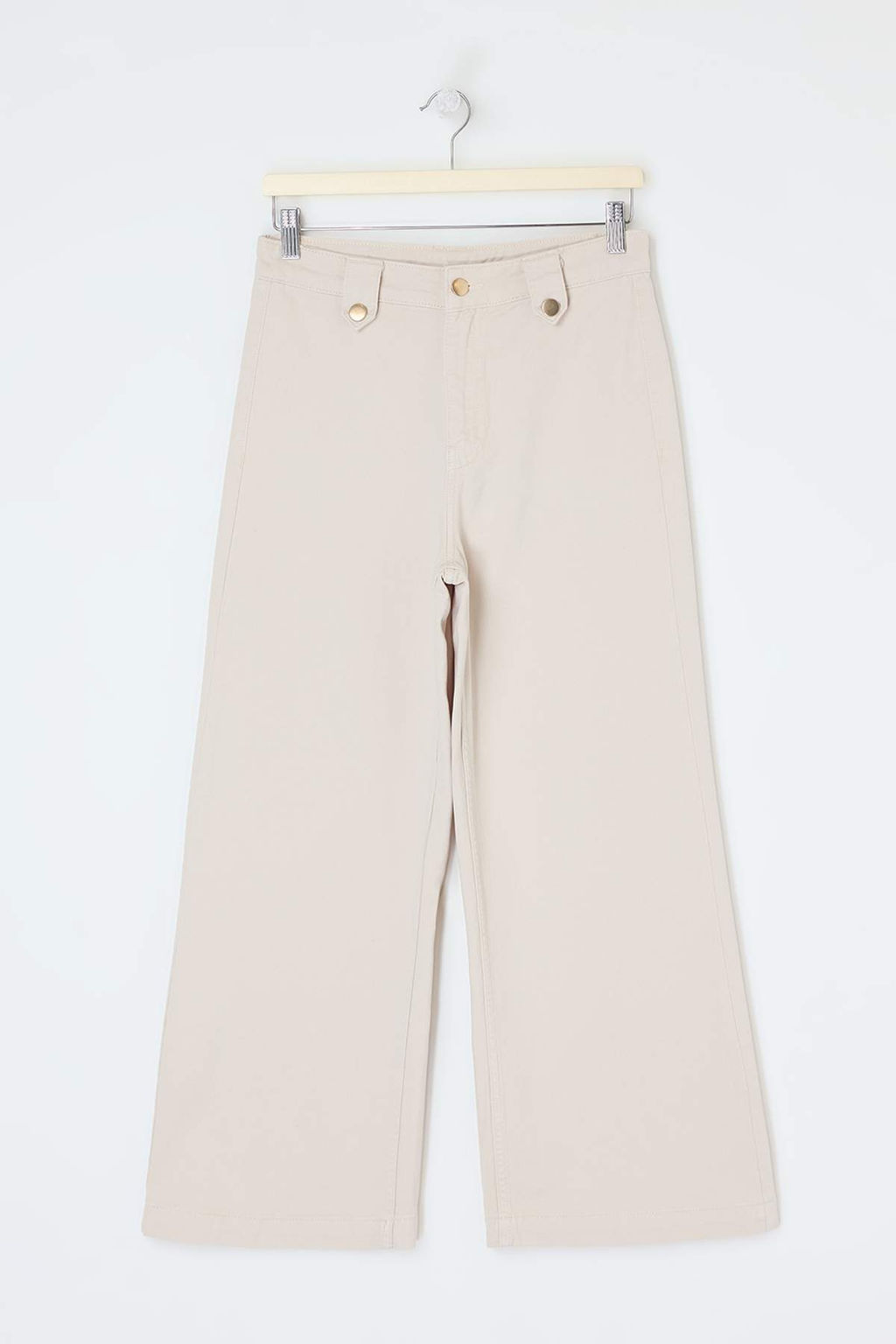 Ekru DOKUMLU Kemer Detayl? %100 Pamuk Yuksek Bel K?sa Wide Leg Jeans TWOSS26JE00208 - Trendyolmilla фото 6