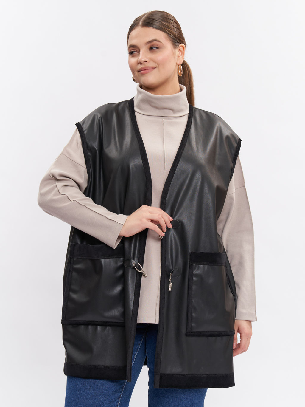 Жилет кожаный на меху GL05021BLK01 - Артесса фото 2