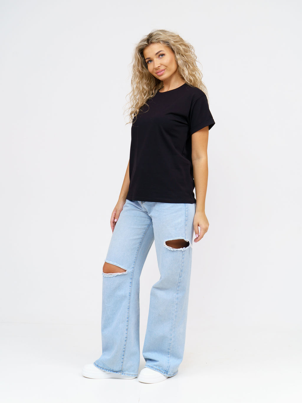 Футболка Хлопок 95%, лайкра 5% Классика аква - Ивассорти фото 70