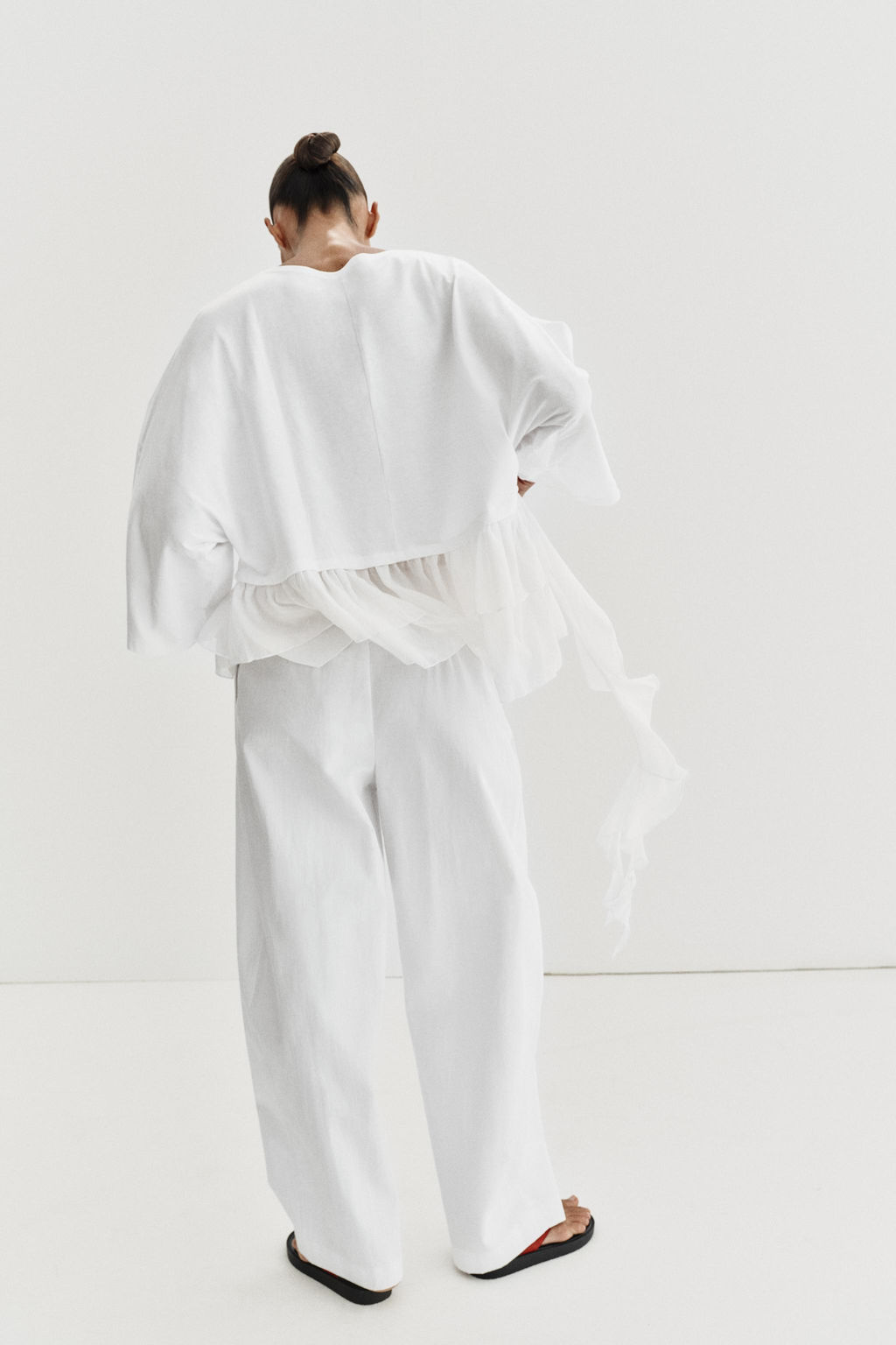 CAMISETA COMBINADA VOLANTES / Blanco - Zara фото 7