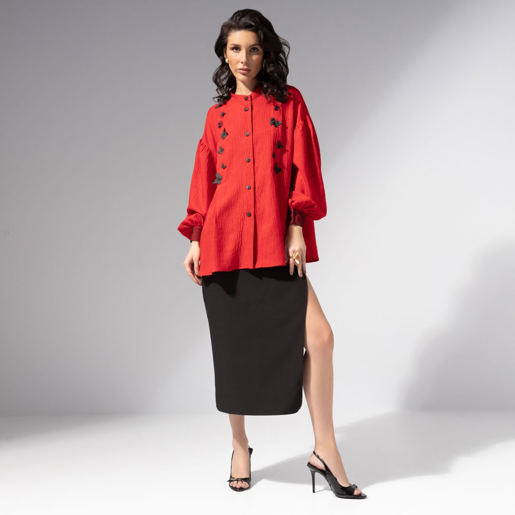Рубашка нарядная, Нежный шум (красная) - Charutti фото 4