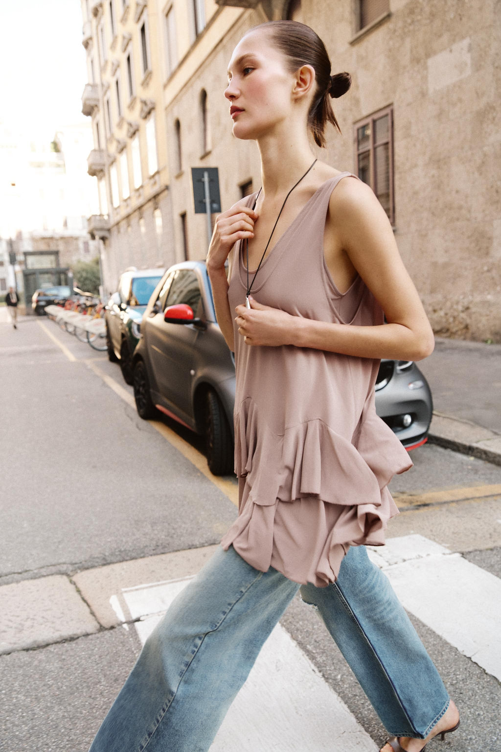 VESTIDO CORTO VOLANTES / Salm?n - Zara фото 3