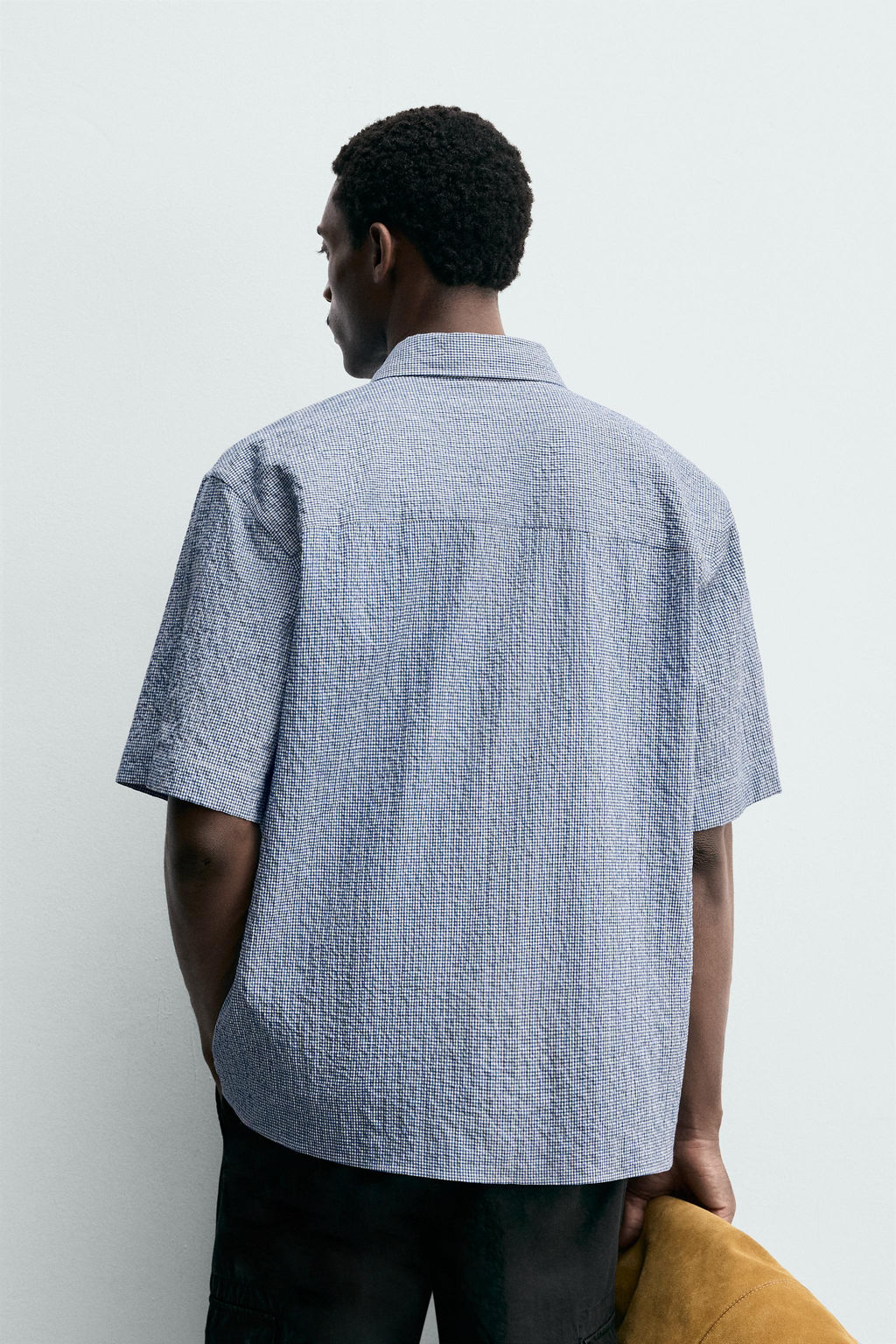 CAMISA REGULAR FIT CUADROS TEXTURA / Azul - Zara фото 3