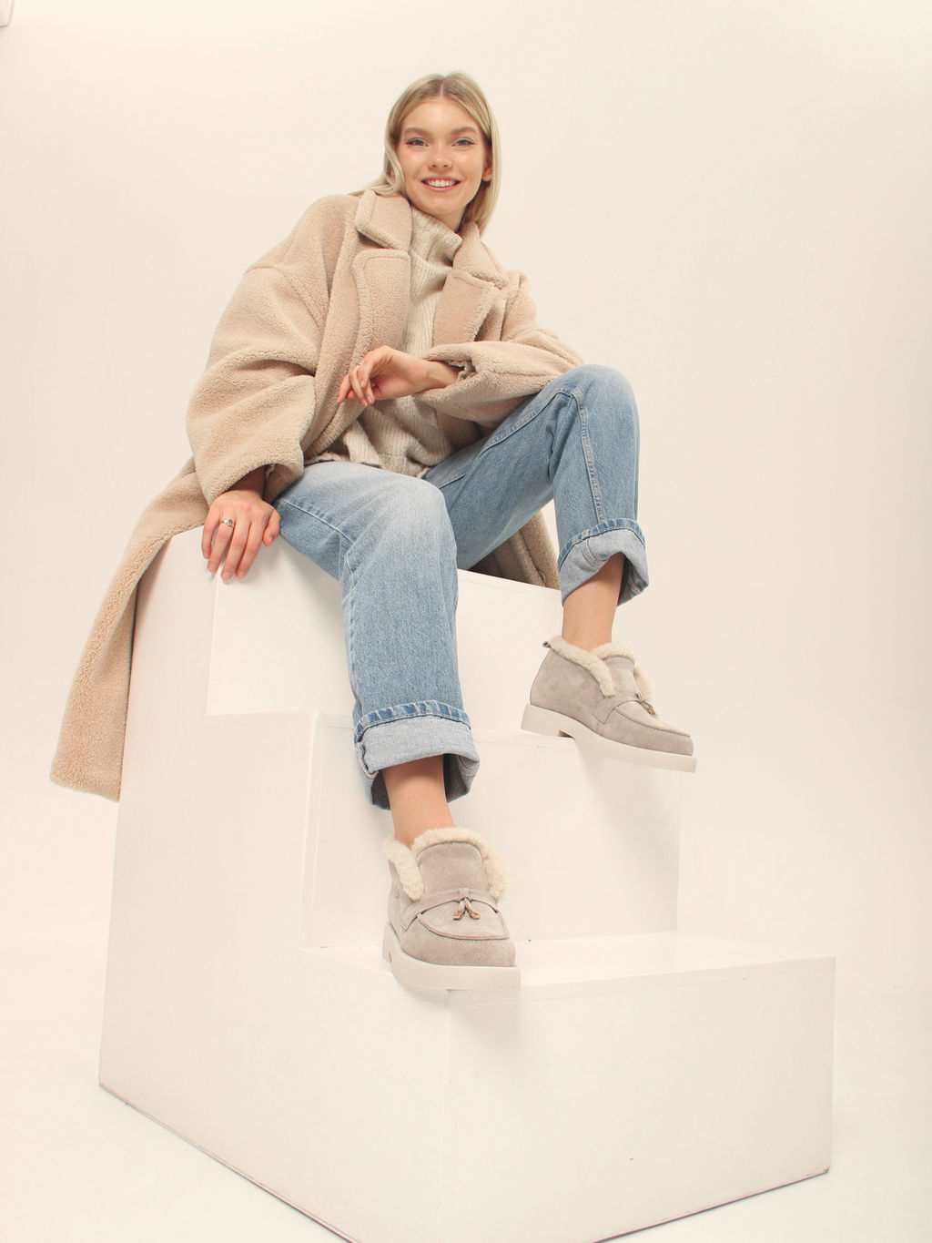 Ботинки 306.1593be.Каменный замша/шерсть