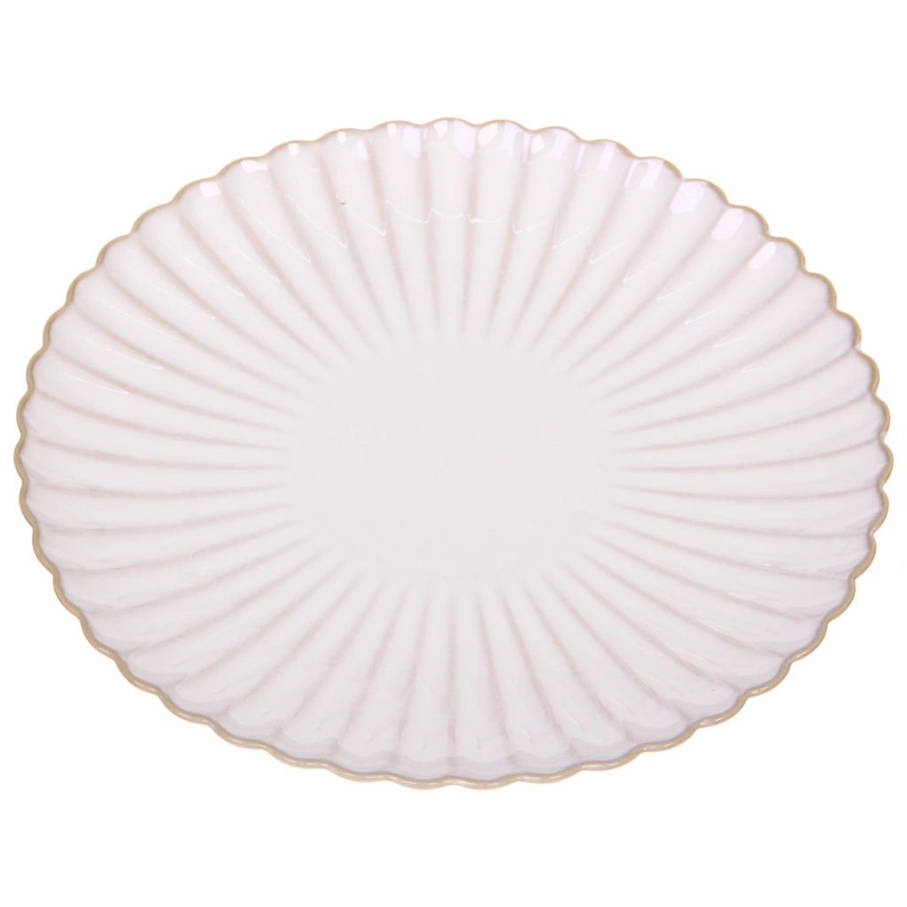 Тарелка керамическая "Верона" 27см ромашка бежевая