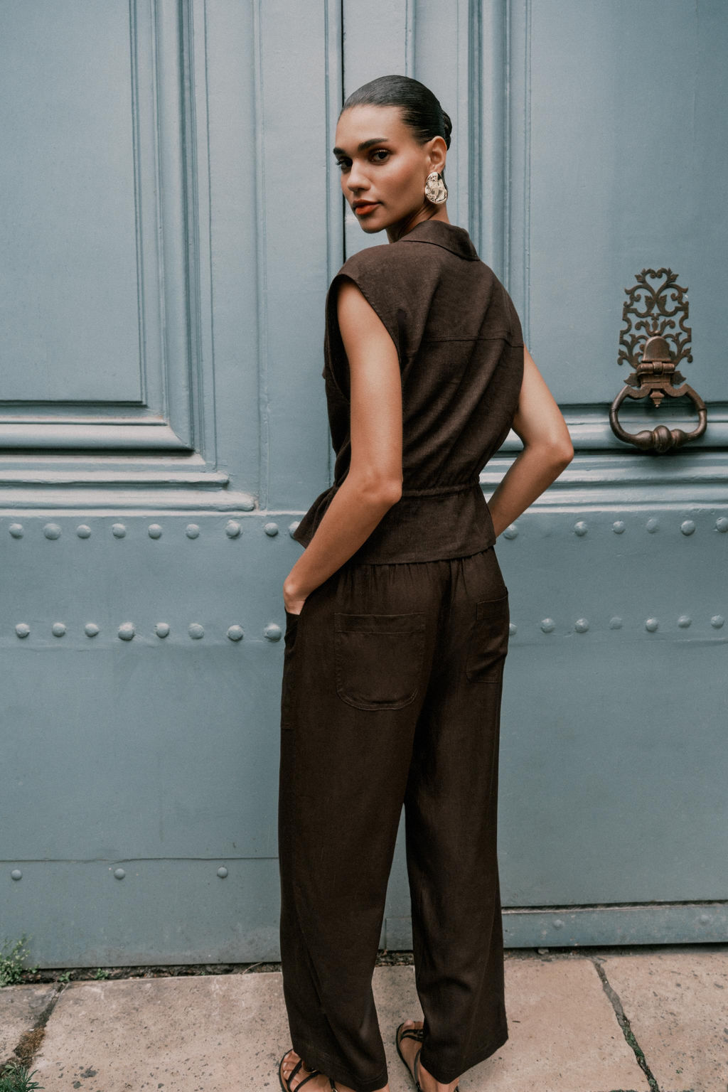 LINEN BLEND TROUSERS WITH BEADED DRAWSTRING - Zara фото 5