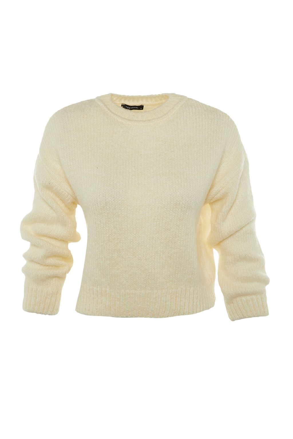 Ekru Genis Kal?p Yumusak Dokulu Basic Triko Kazak TWOAW23KZ00185 - Trendyolmilla фото 12